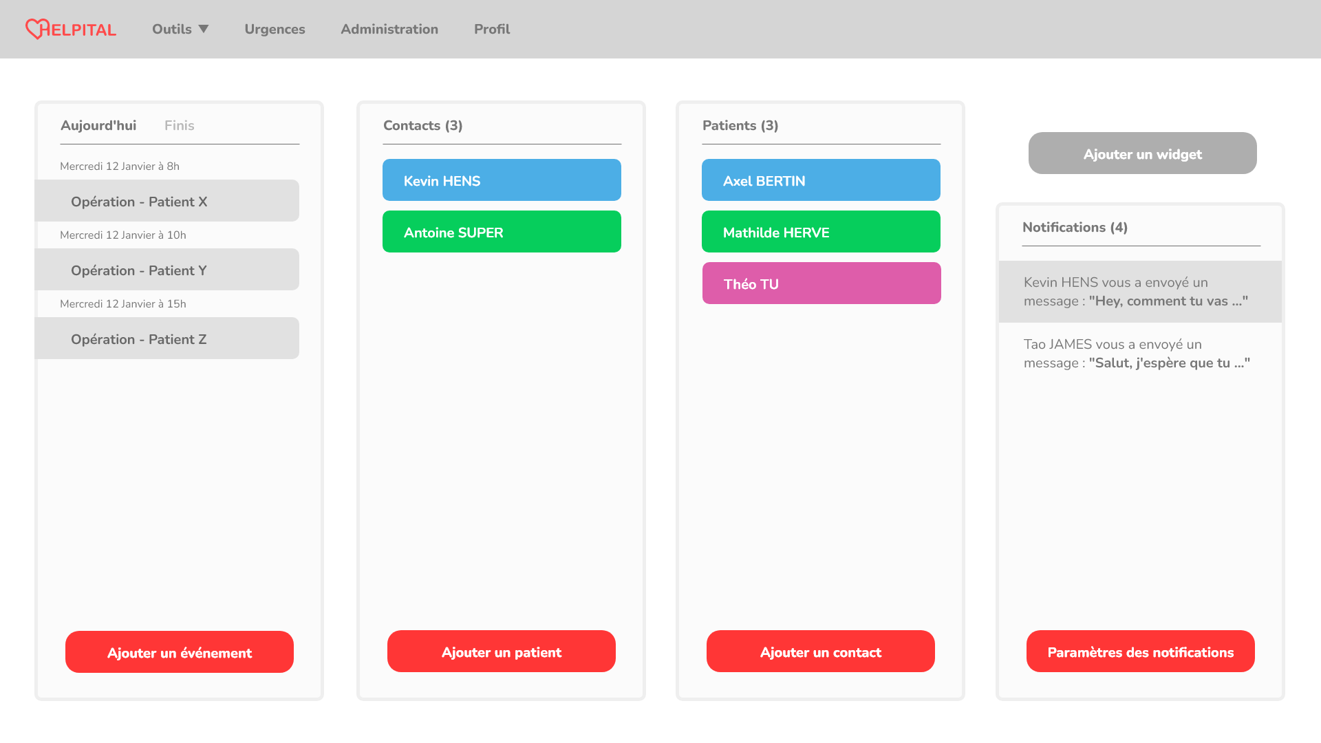 Helpital dashboard