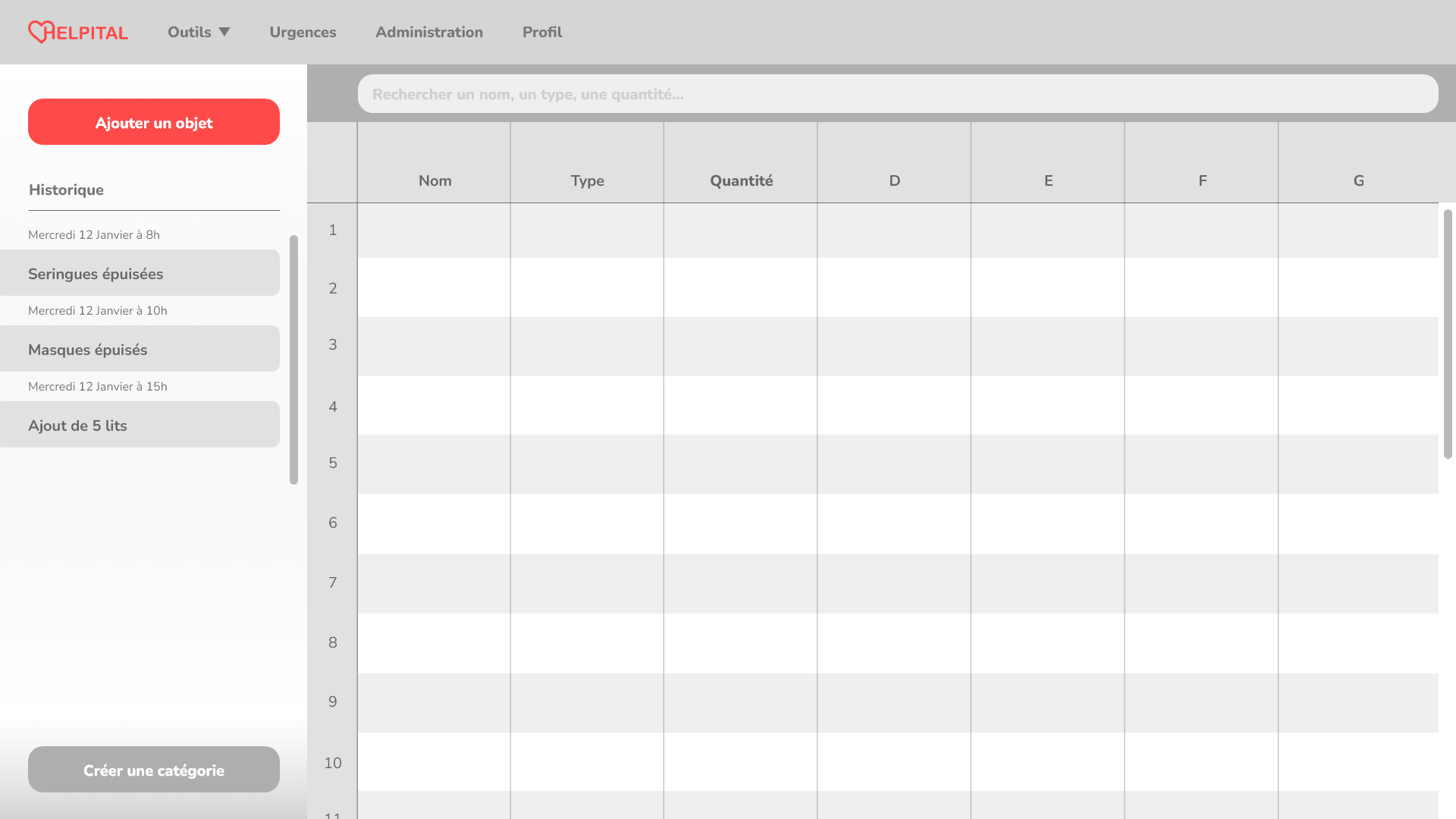 Helpital inventory